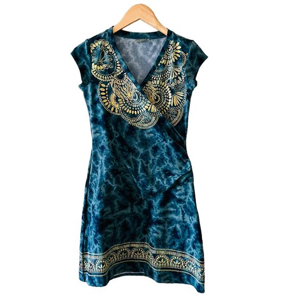 Athleta Nectar Tatoo Tie Dye Printed Surplice Neck Dress Size XS Petite - Picture 2 of 8